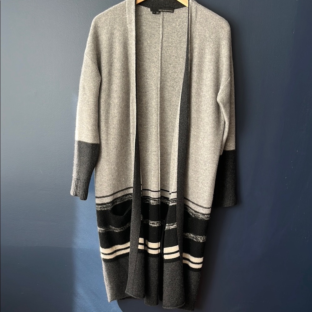 Gray and Black Women's Cashmere Cardigan